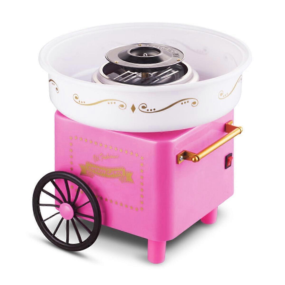 Marshmallow Machine with Cart, Sugar Beard, Device with Spoon and 10 Sticks, Suitable for Kids, Families, Theme Parks Pink S1