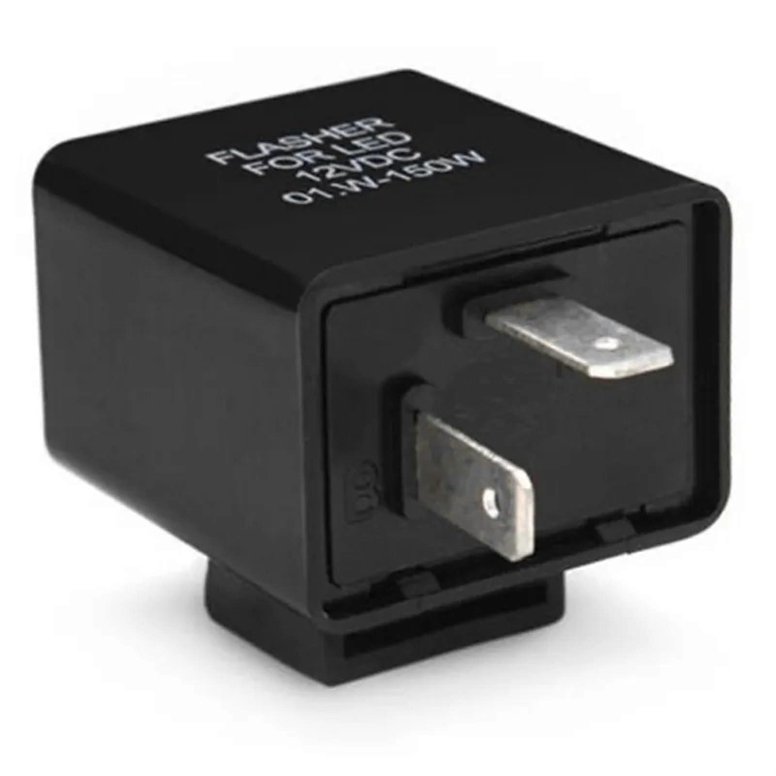 LED Blinker Relay 12V 2-Pin Motorcycle Turn Signal, Adjustable, Automatic Protection, Indicator Display