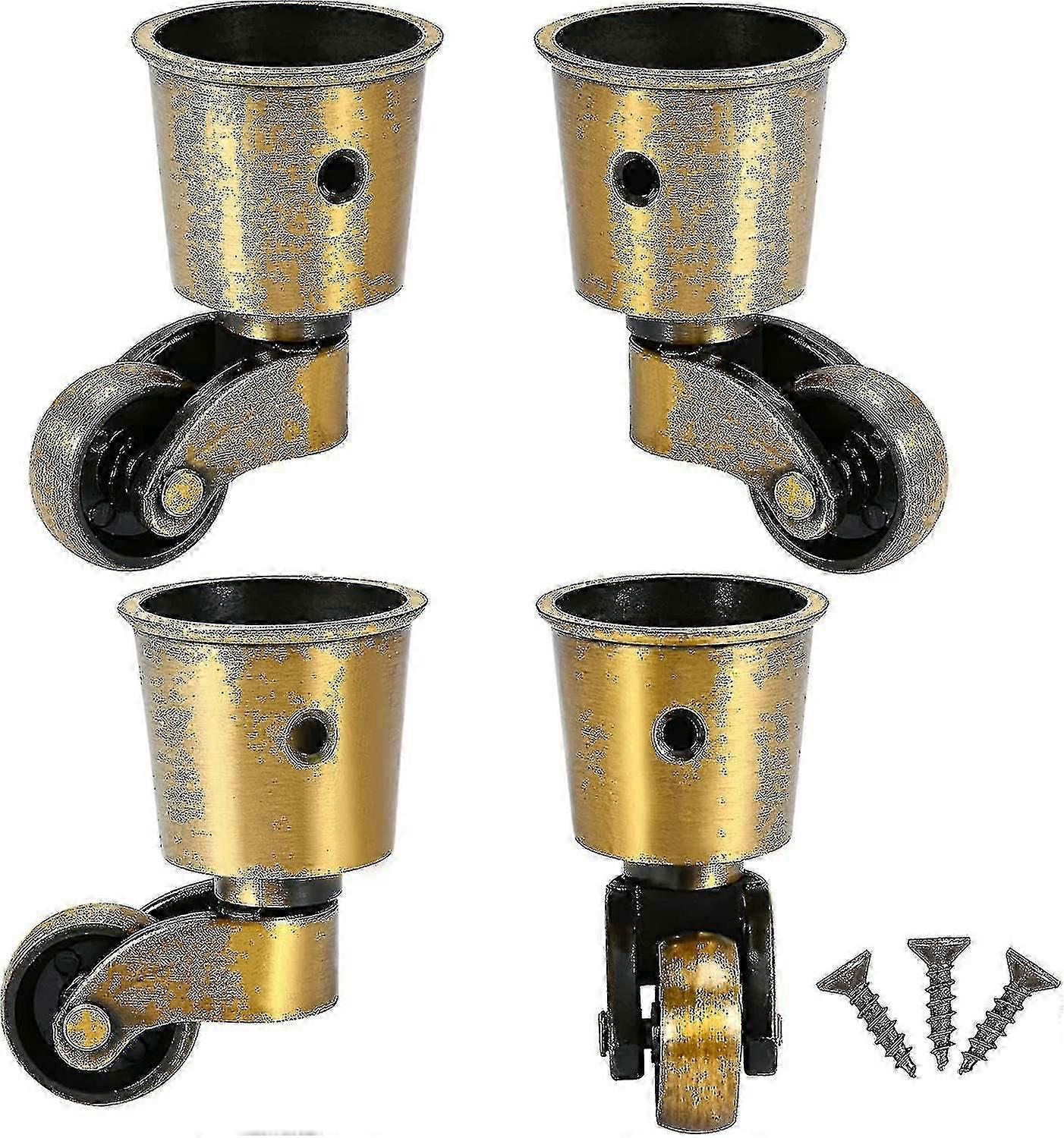 4 Pieces Swivel Casters, Copper Round Casters Antique Casters ise Portable Can Swivel 360 For Sofa/chair/coffee Table/shelf Load 150kg