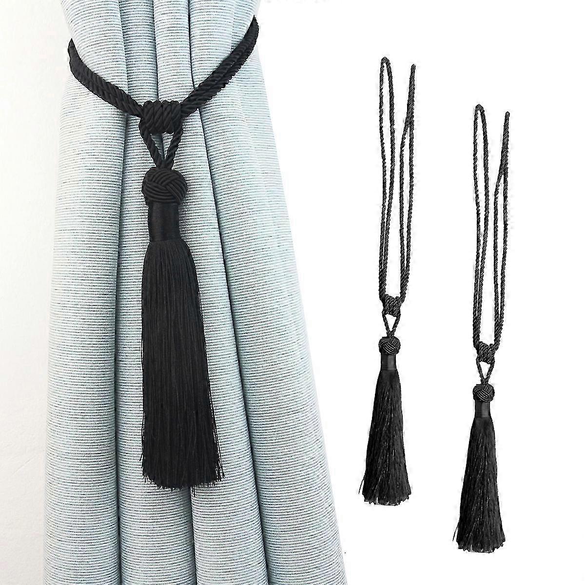 Set of 2 Handmade Curtain Tiebacks with Tassels for Home and Office Window Drapery