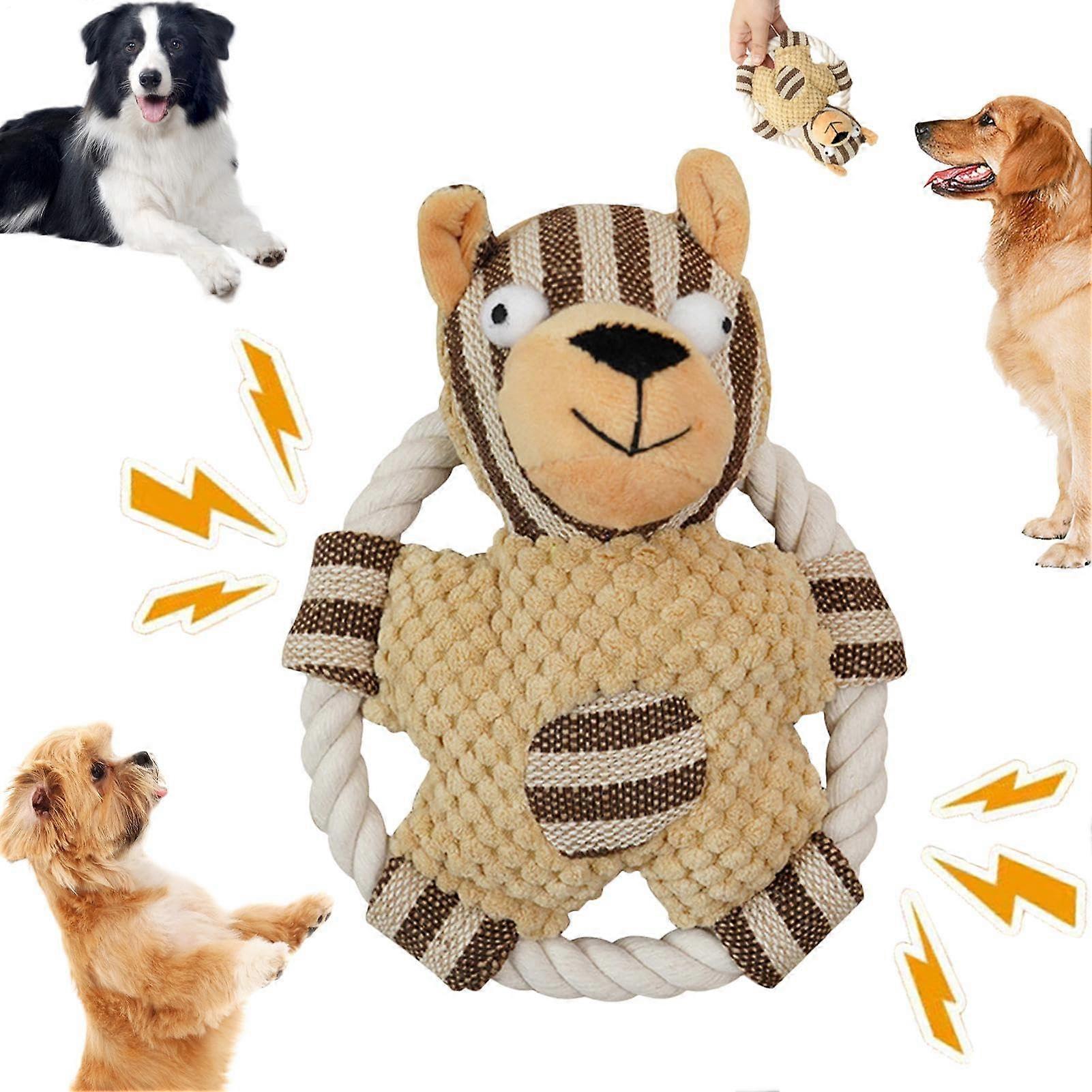 Dog Rope Toy, Durable Squeaky Chew Toy for Puppies, Knotted Rope Design, Interactive Pet Toy for Teething Dogs