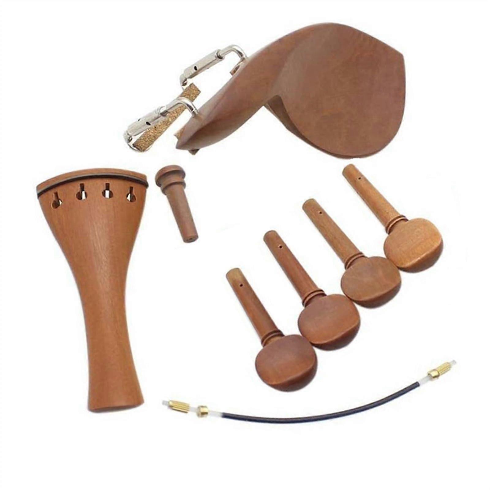 Violin Accessories SET 4/4 Violin Chin Rest Chin Rest Jujube Wood With 4 Tuning Pegs Tailpiece Tailgut End Pin Chin Rest Clamp