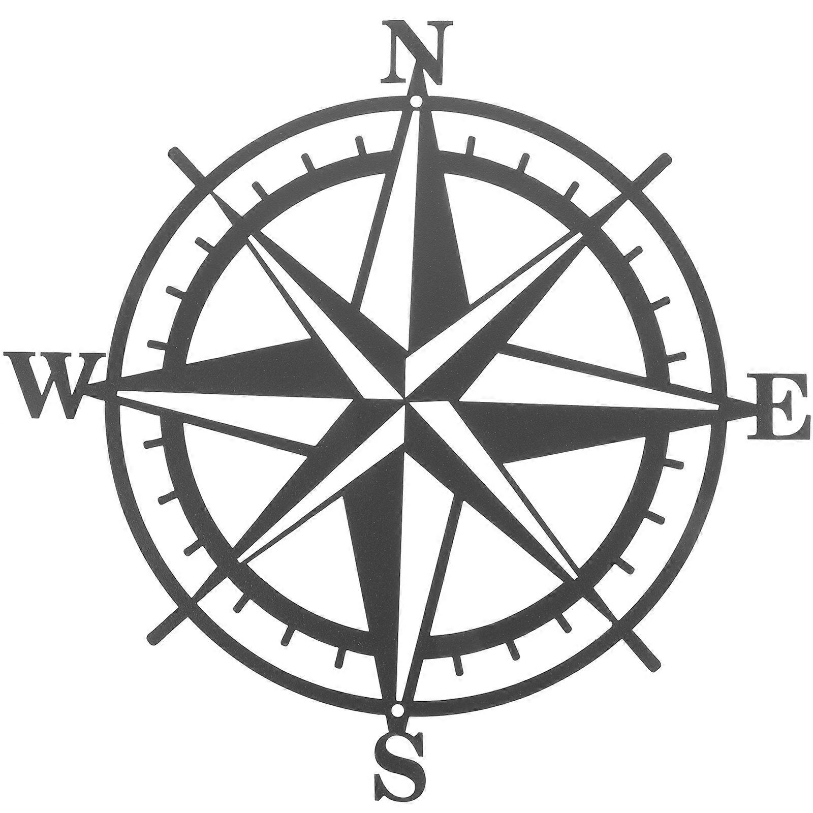 Metal Wall Decor Compass Ornament for Decorative Use Black