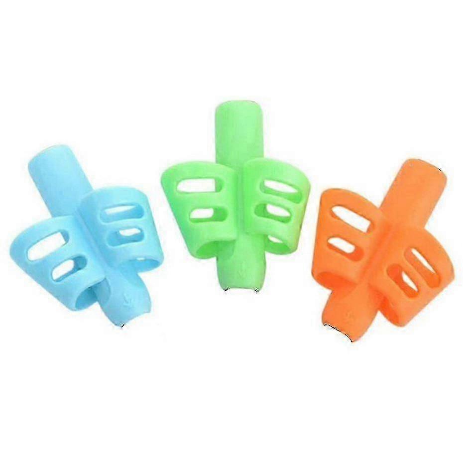 Εργονομική λαβή στυλό δύο δακτύλων - μαλακή βάση σιλικόνης (3 συσκευασίες, μπλε, πράσινο, πορτοκαλί)