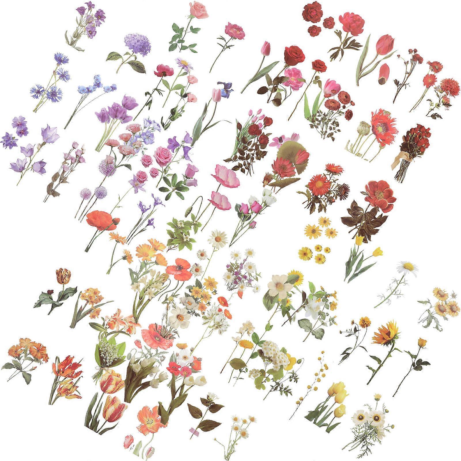 Scrapbooking Floral Stickers Multi-Colored Flower-Shaped Decorative Adhesive 6 Sets