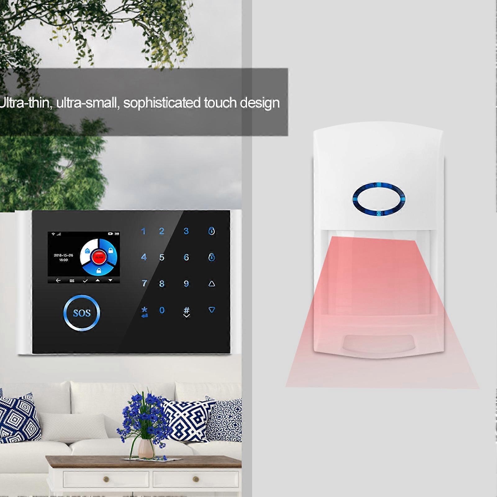 2.4 Inches TFT Smart Voice Wireless GSM House Burglar Intruder Security Alarm System White