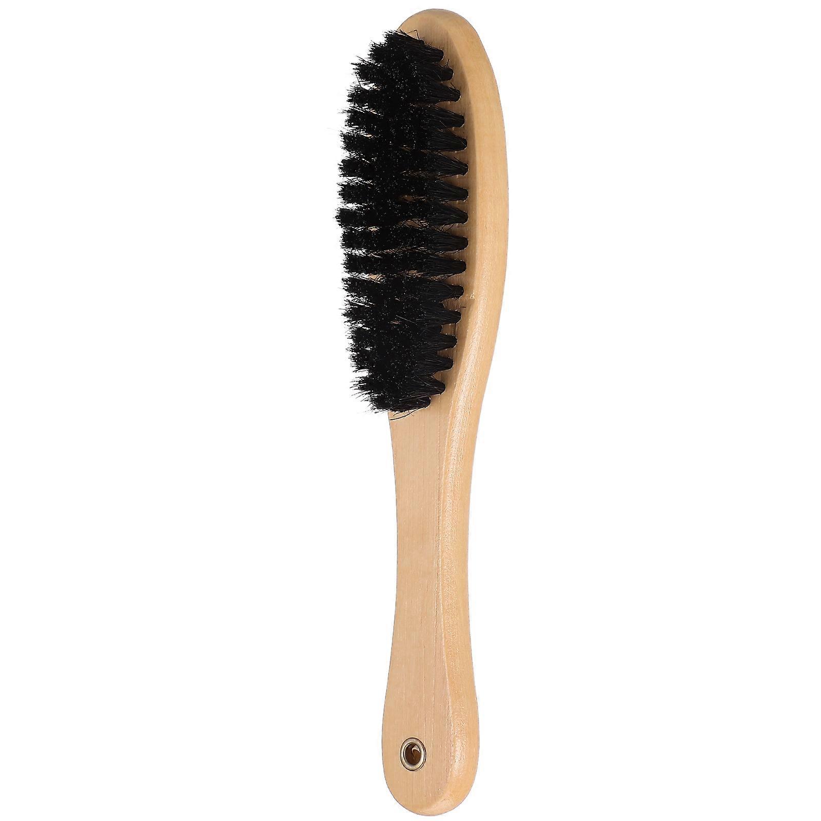 Ergonomic Multi Purpose Handle Brush with Dense Pig Bristles for Shoes, Lint Removal, Pet Grooming, and Furniture Polishing