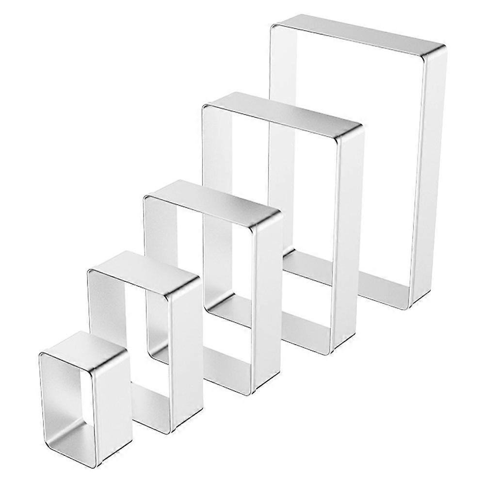 Baking Tools Pastry Rectangle Shape Stainless Steel Cookie Making Silver 5Pcs