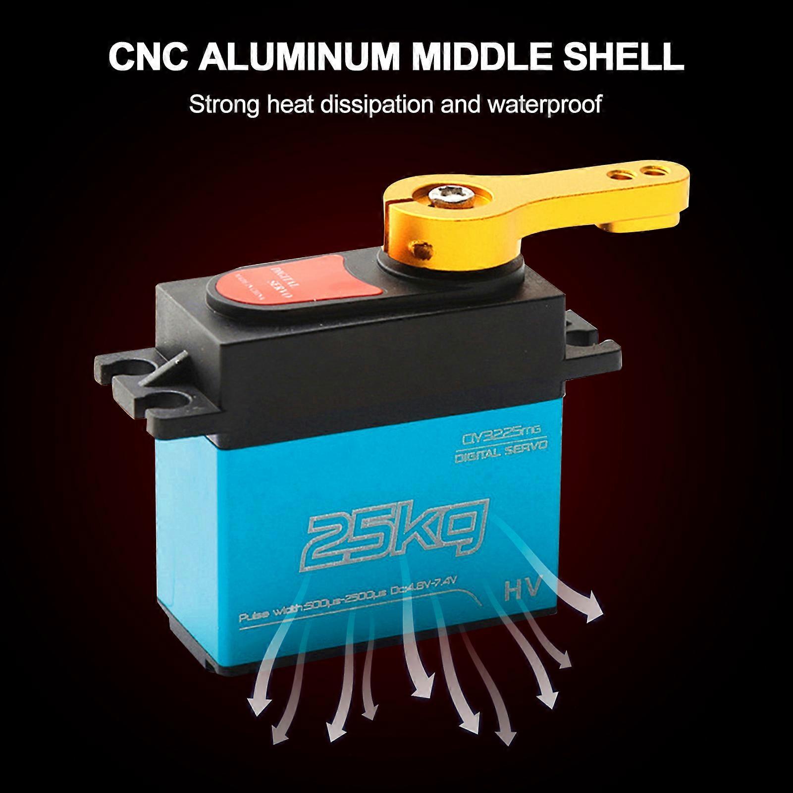 Digital Servo 25kg High Torque 180° Stainless Steel Gear Servo for 1/8 1/10 Remote Control Car with 25T Servo Arm