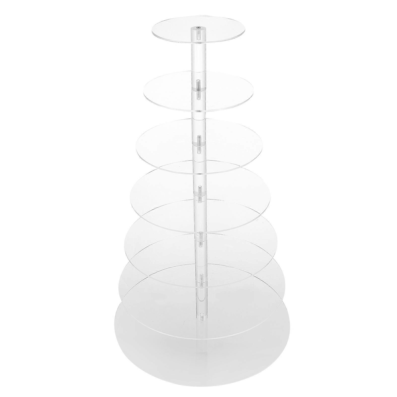 Transparent Cake Display Stand 7-Layer Round Acrylic Holding Cakes Party Use 1Set