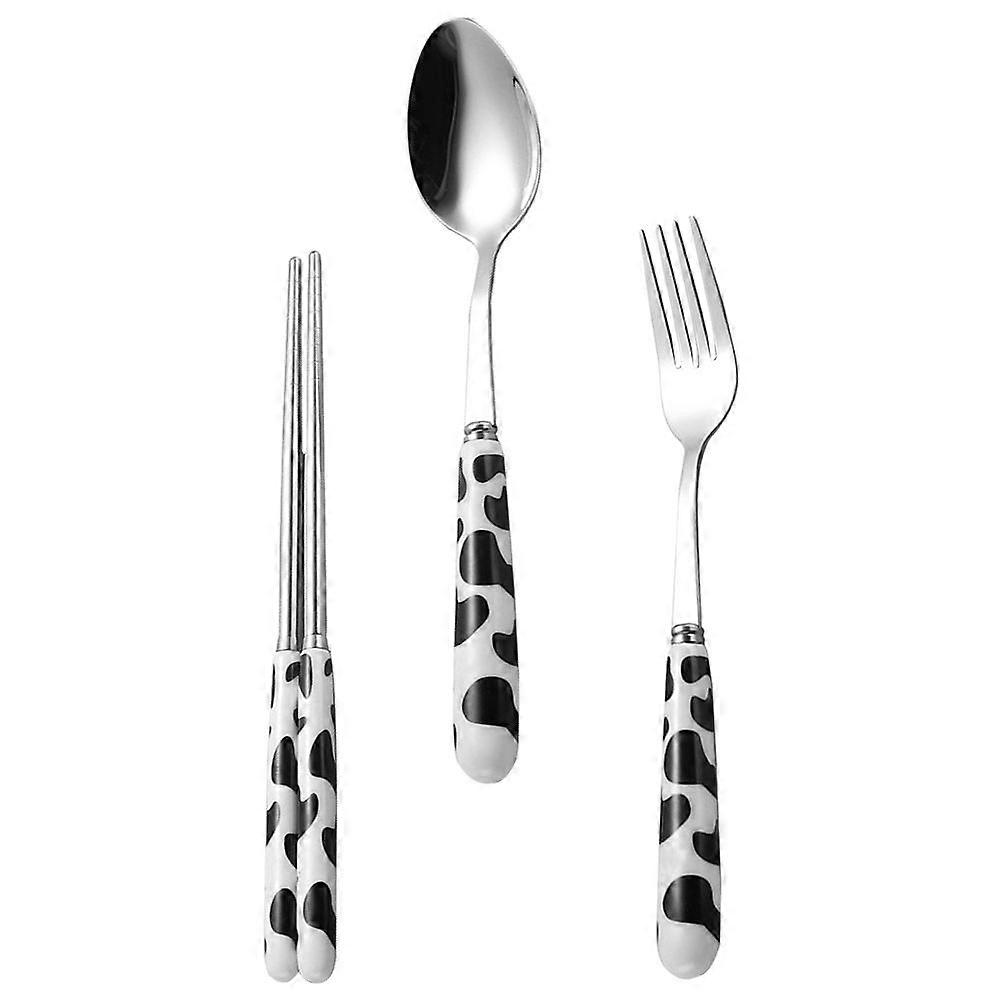 Child Chopsticks Fork And Spoon Set Ceramic Material For Family Gathering 1Set