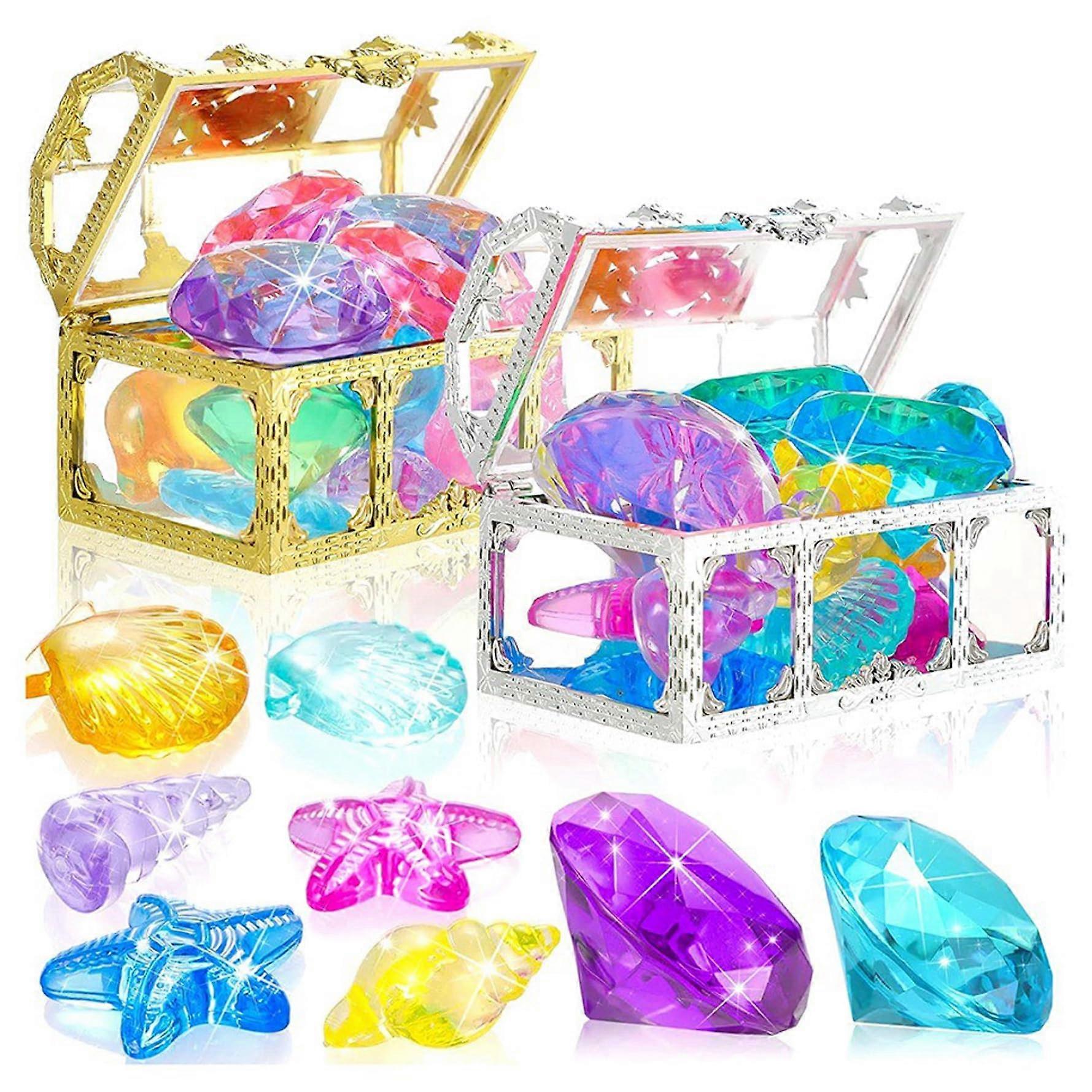 32 PCs Pool Diving Toys Colorful Dive Assorted Shapes with Treasure Box
