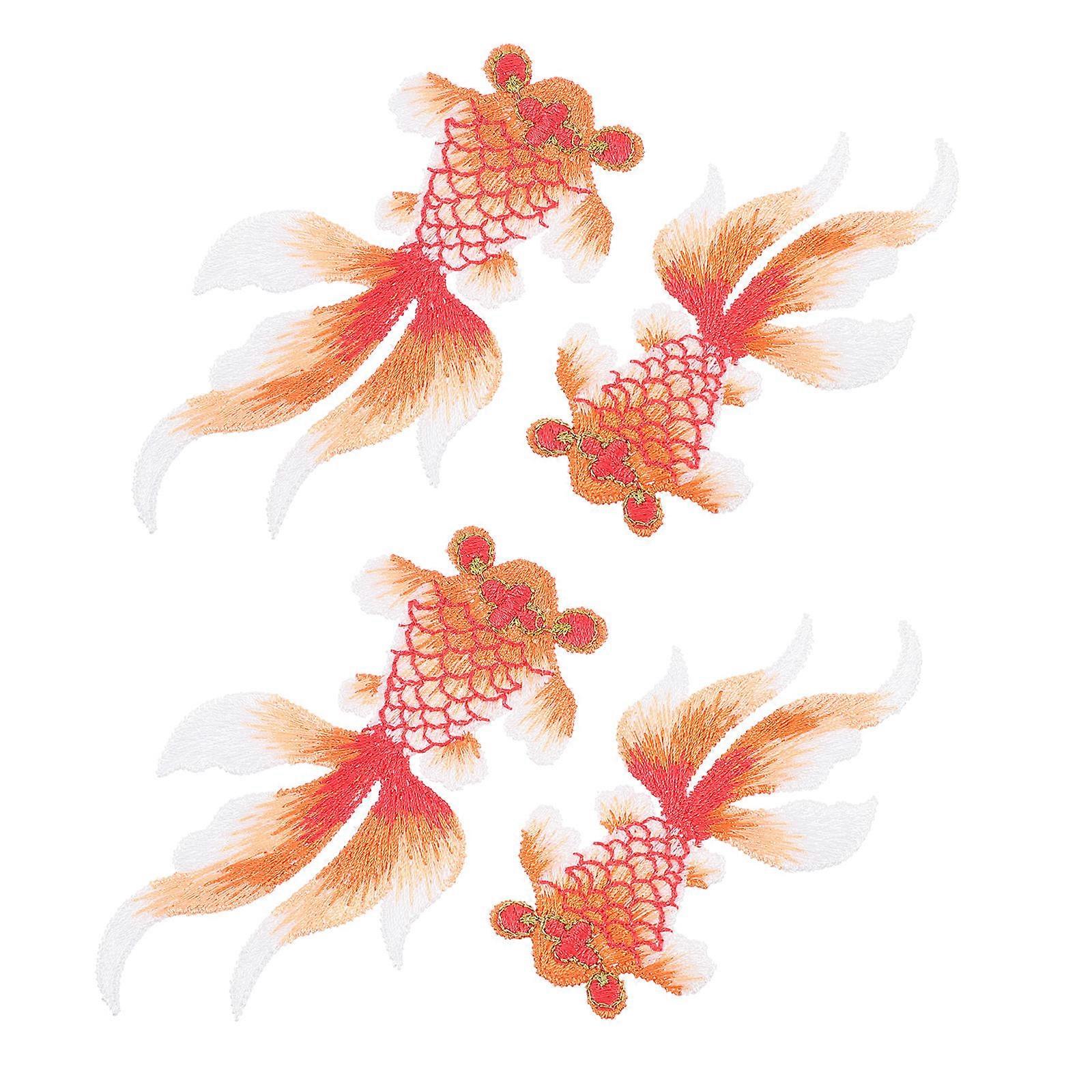 Clothing Sewing Patches Embroidered Patches Symmetrical Design Personal Use Hats Orange 4Pcs