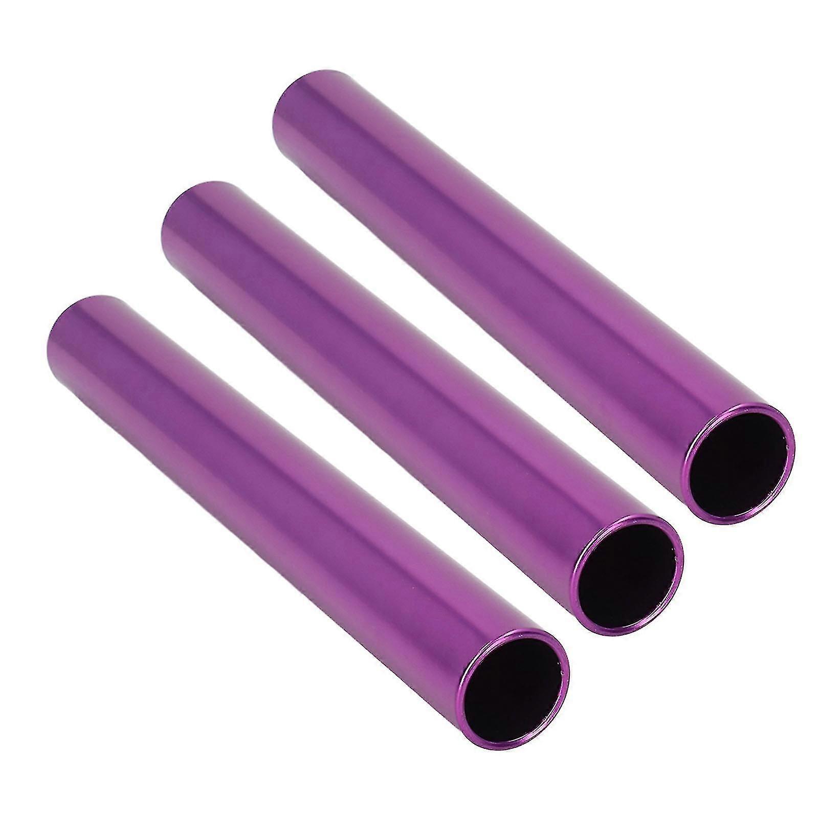 パープル 3PCS コンペティションリレーバトン - 明るい色、トレーニングおよびトラック競技用の中空彫刻アルミニウム合金