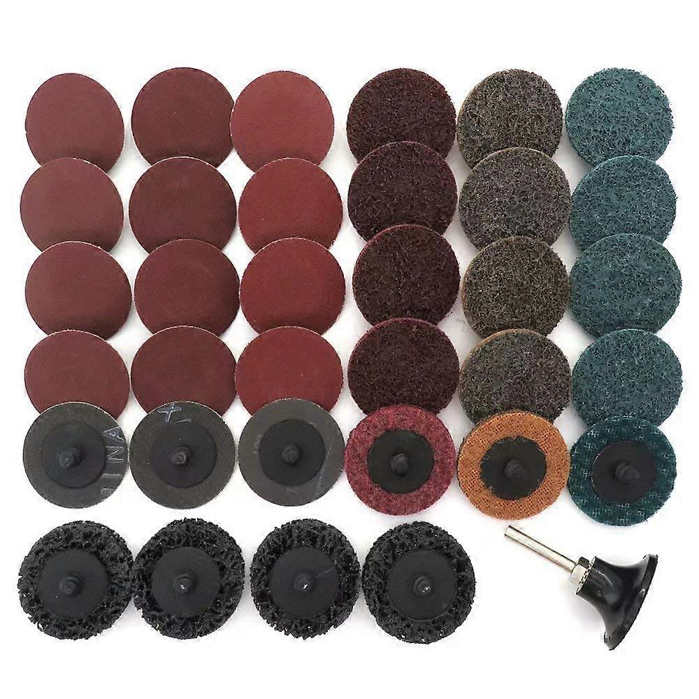 34Pcs Grinding Wheel Set 1Pcs Holder 2' Type R Lock Washer Pads Abrasive