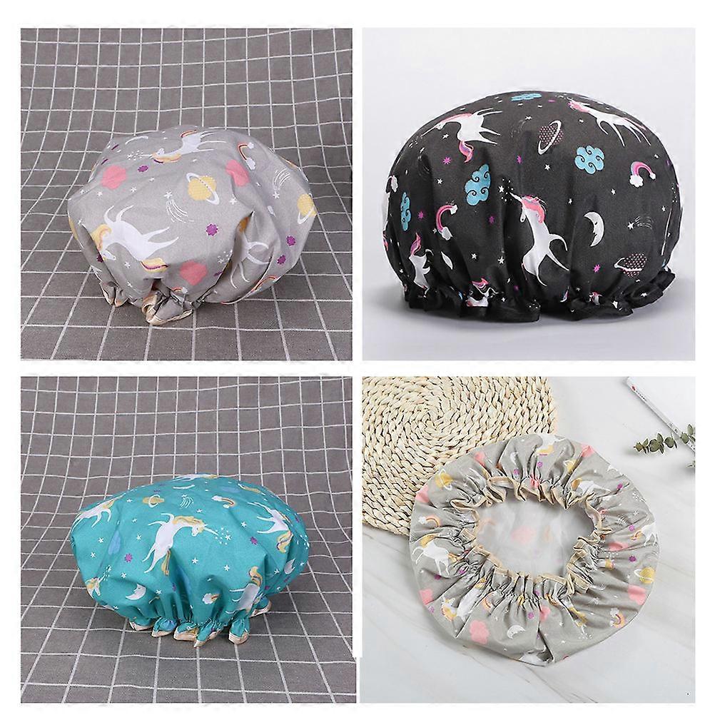 Black Shower Cap Round Shape Peva Material Makeup Use General Users 3Pcs