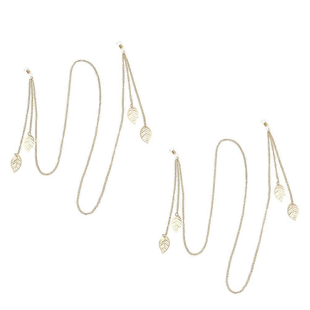 Eyeglass Chains For Men Eyeglasses Spectacles Holder Golden 79x0.5cm Prevent Falling 2Set