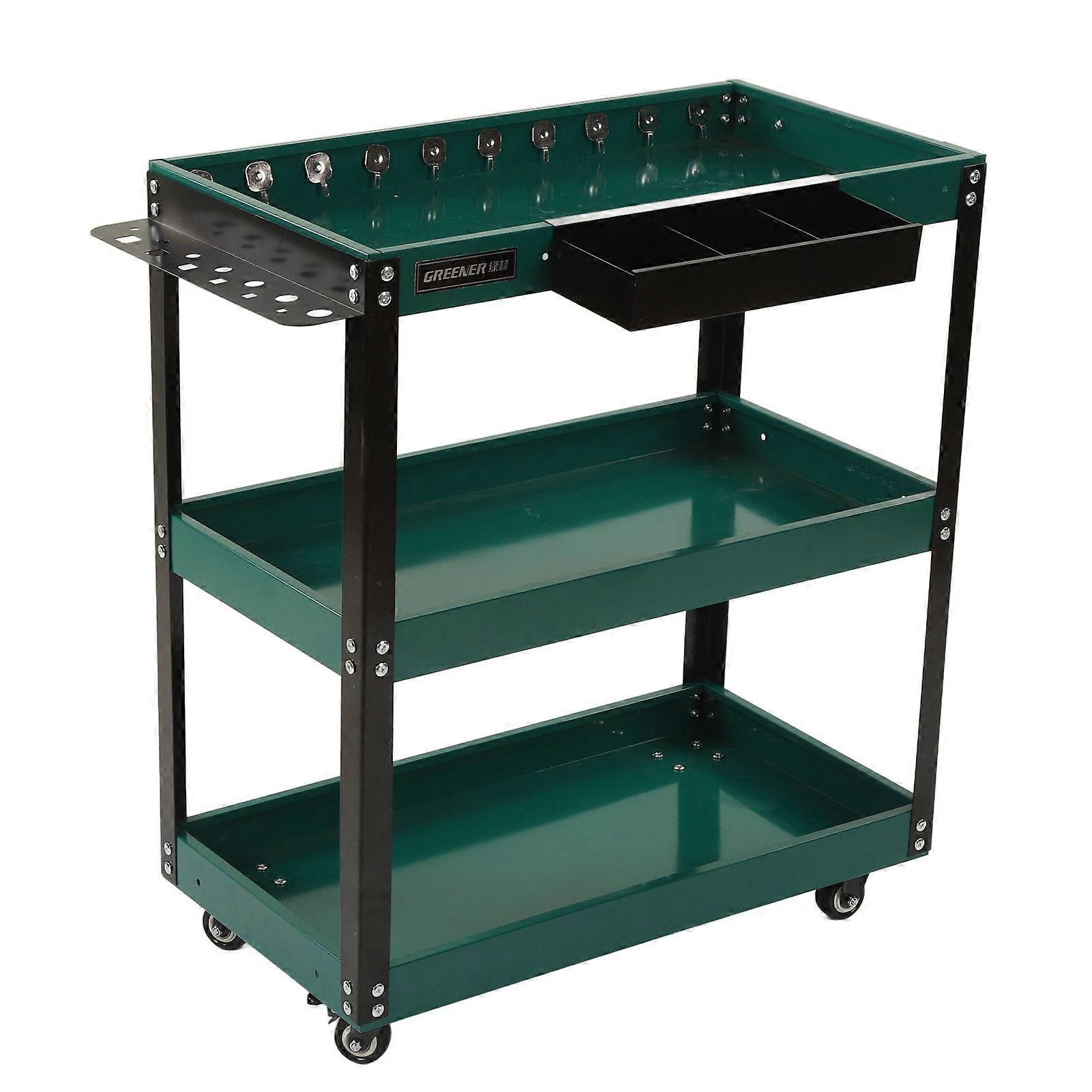 3 Layer Shelf Trolley Rolling Cart with Lockable Casters Portable Tool Storage Trolley 60KG Load Capacity