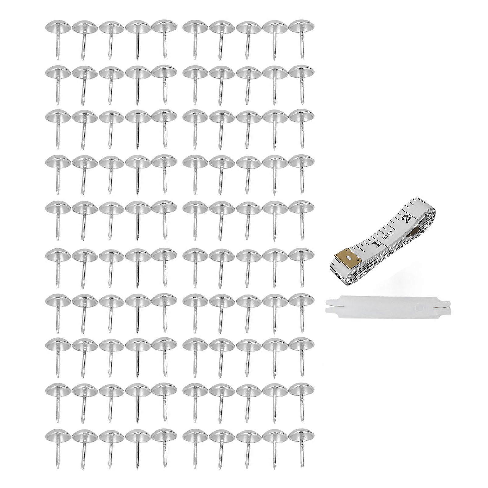 100Pcs Upholstery Tacks Furniture Interior Decorative Nails Pins Antique Fasteners Silver
