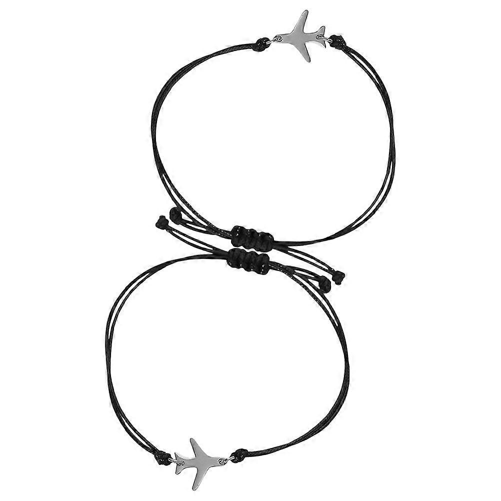 Adjustable Woven Friendship Bracelet with Airplane Charm Handmade Braided Rope Wristband for Men and Women, Symbolizing Travel