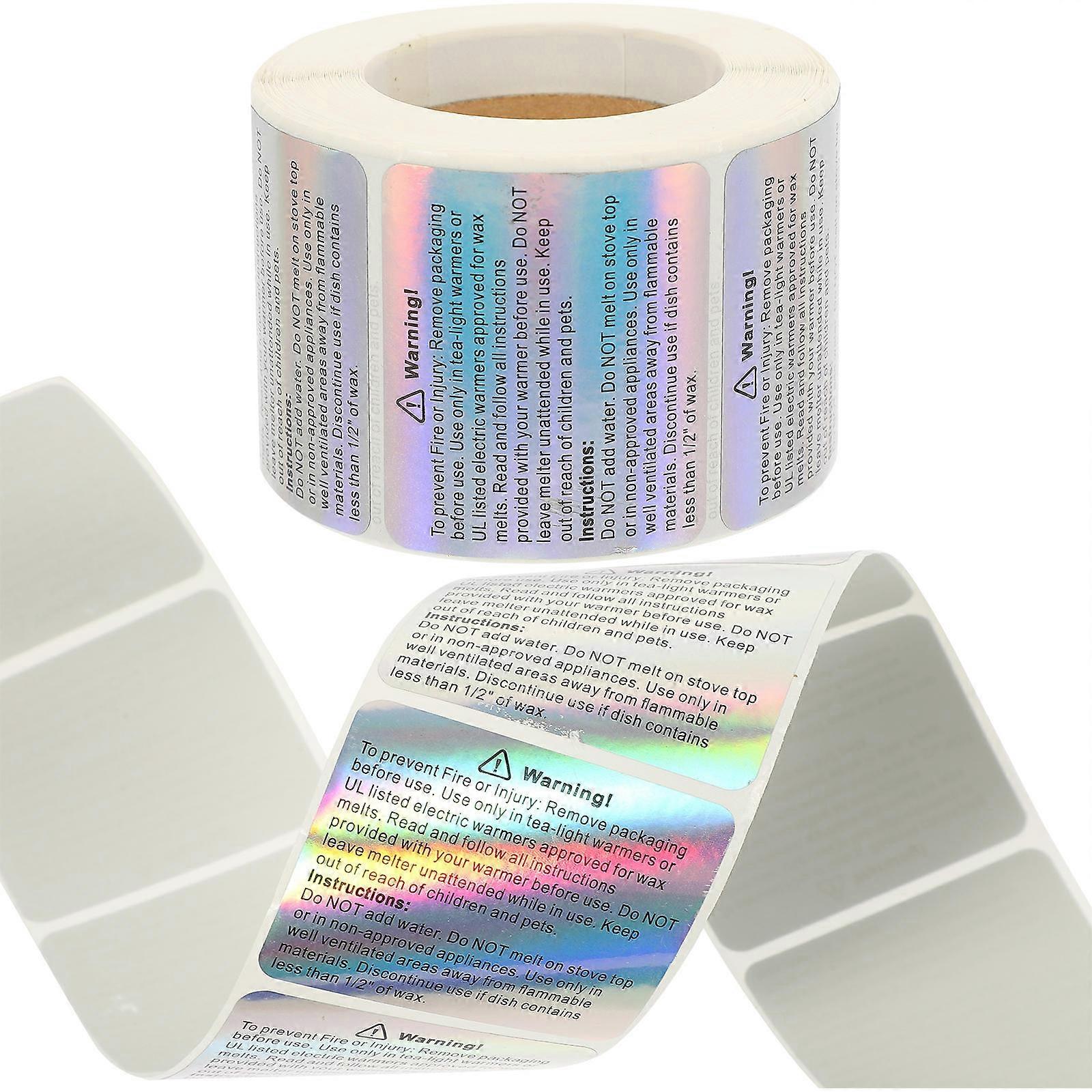 Wax Melt Warning Labels Practical Design Candle Usage Safety Decal Stickers 7X7X5CM Hologram Paper 500Stickers