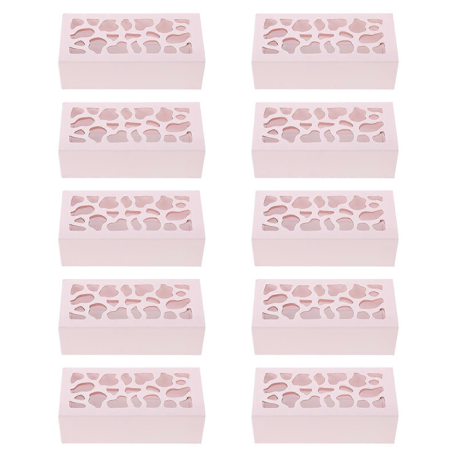 Clear Window Pink Macaron Boxes for Storage Easy Transport Cake Dessert Packing Box 10pcs