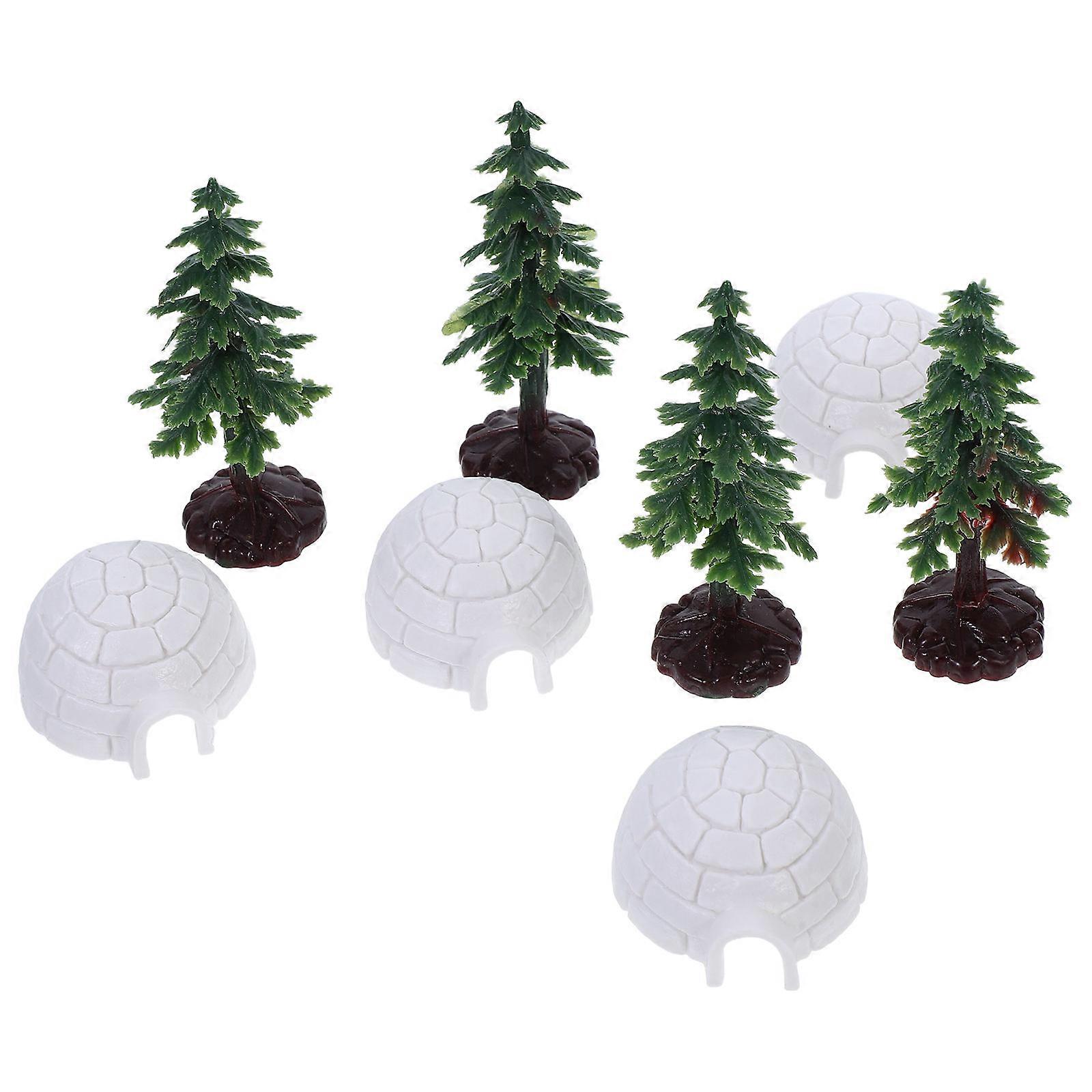 Simulation Tree Ice House Model Decorative Figurine 1Set
