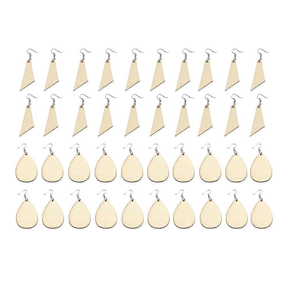 60pcs Wooden Blank Earrings Pendant Unfinished Eardrop Accessories DIY Craft for Jewelry Making 20pcs Per Pattern