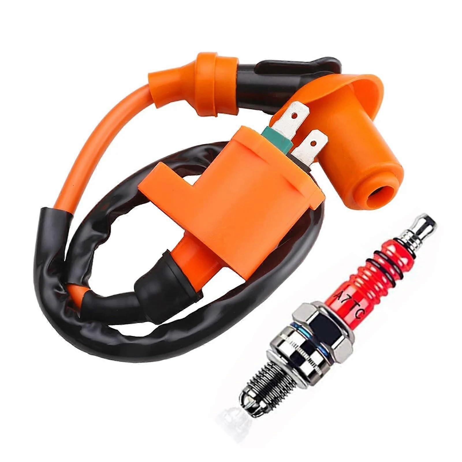 GY6 50cc 125cc 150cc ATV Moped Roller High Performance Ignition Coil with Key Switch and Plug Connector