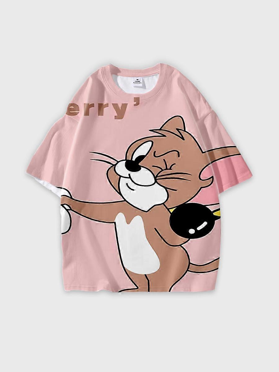 T-shirt round neck Cartoon Pattern loose short sleeve D2160