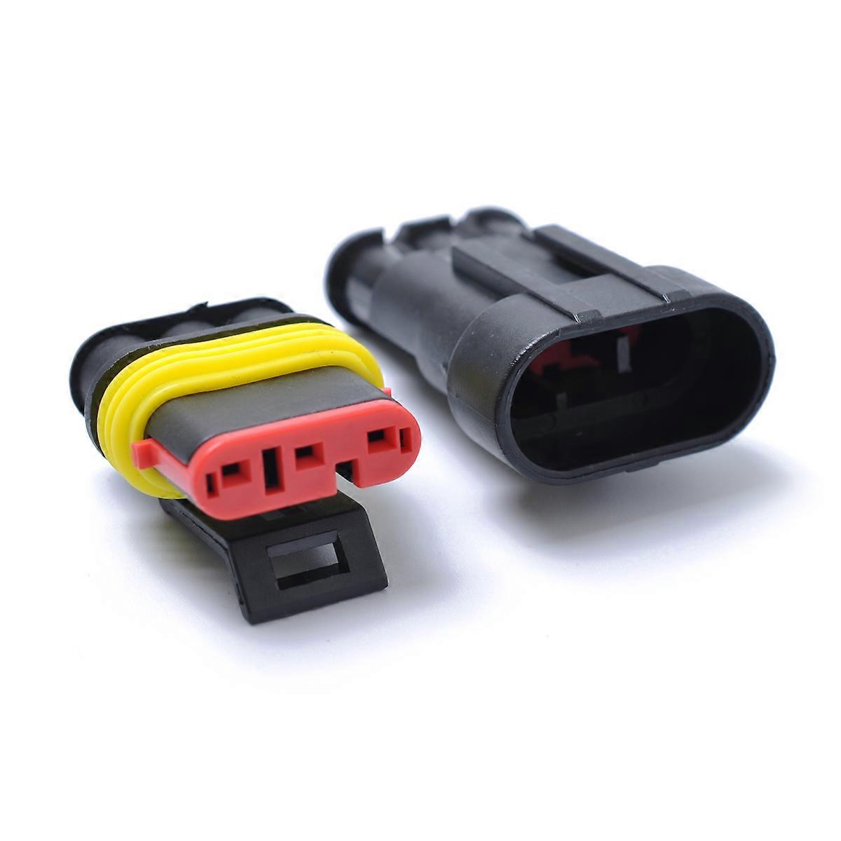 10 Kits Waterproof 3 Pin Electrical Terminal Wire Connector Plug Socket Set