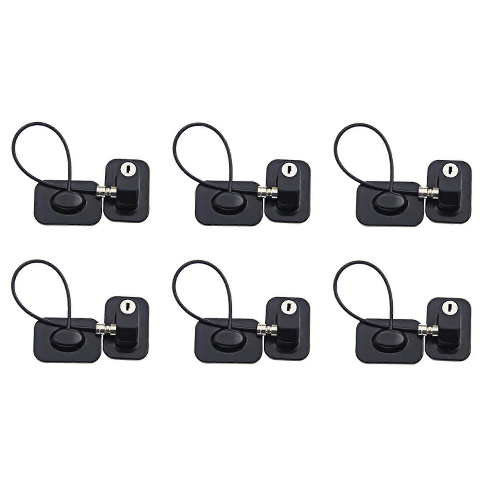 6X Window Restrictors with Safety Lock Cable, No Screws Required to Avoid Damage Black