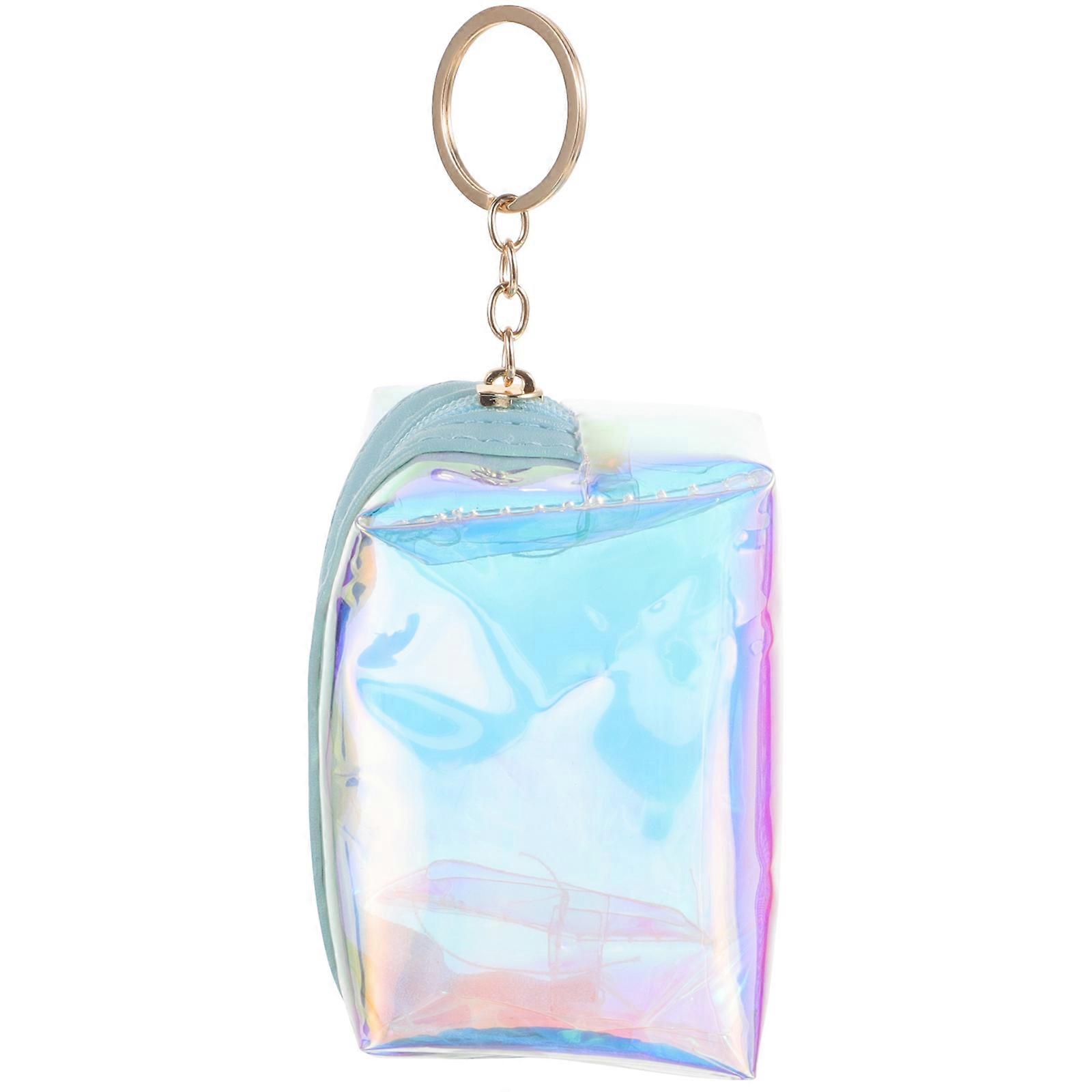 SkyBlue Coin Purse Keychain Fashionable PVC Wallet with Keychain Attachment Small Size