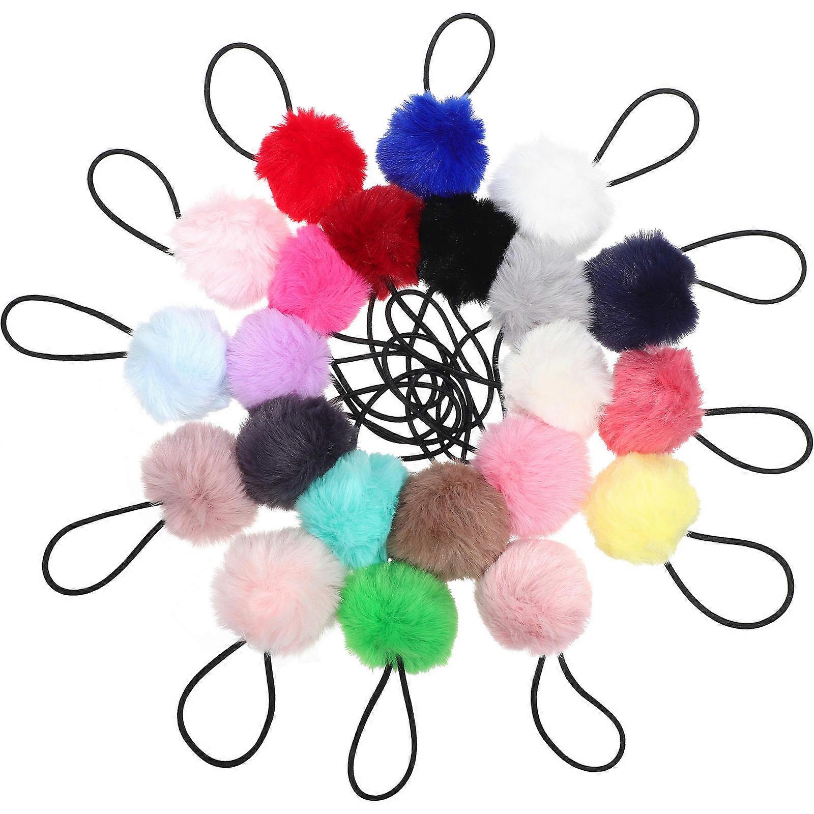 Plush Hairball Ties for Decoration Multi Color Elastic Bands to Serve Comfortable Wear 22 Pcs