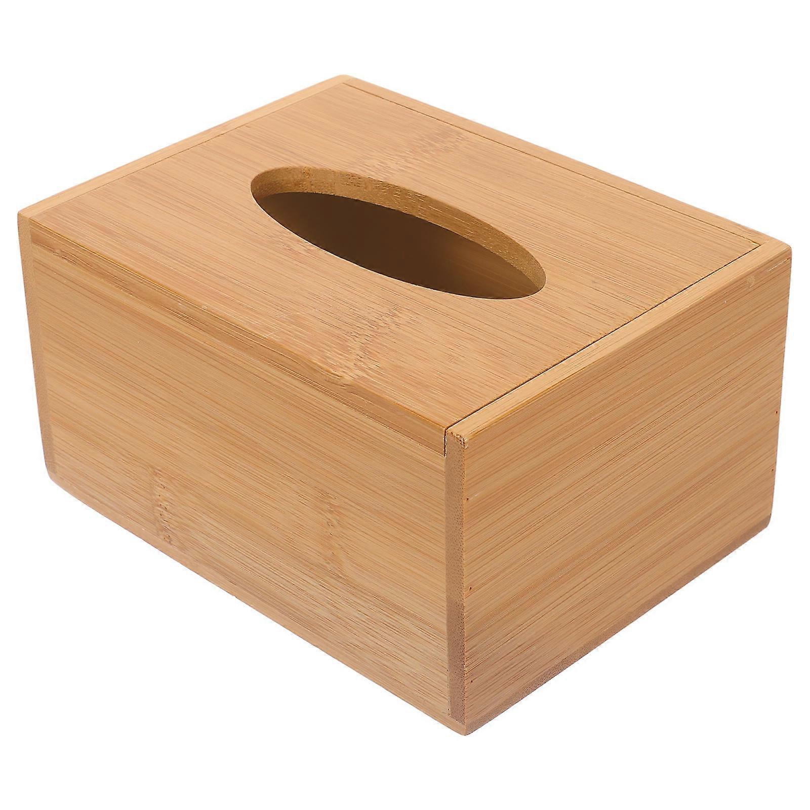 Bamboo Tissue Organizer Rectangular Car Hotel Room Dispensing Moisture-Proof 1Pcs