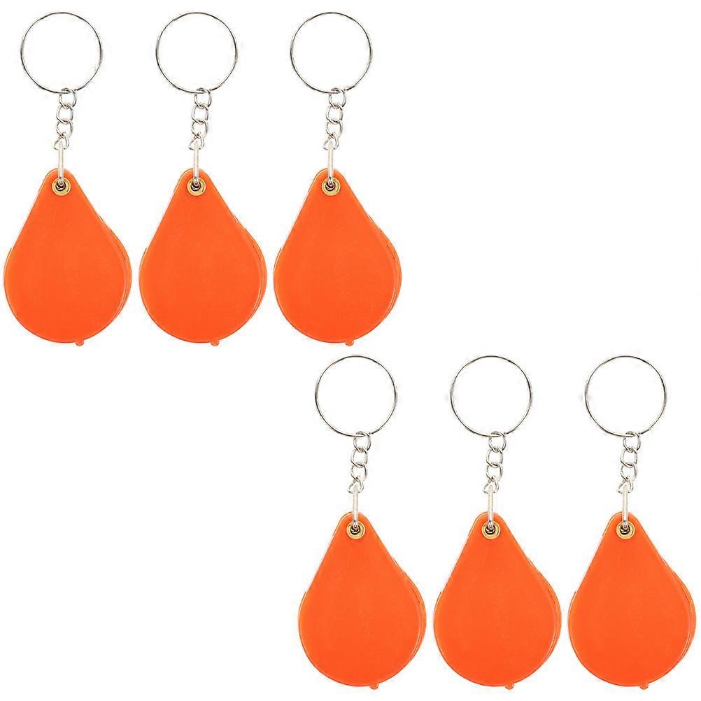 Key Chain Magnifier Mini Folding Magnifying Glass For Jewelry Observation Daily Use Orange 5.00X4.00X0.80CM Led Light 6Pcs