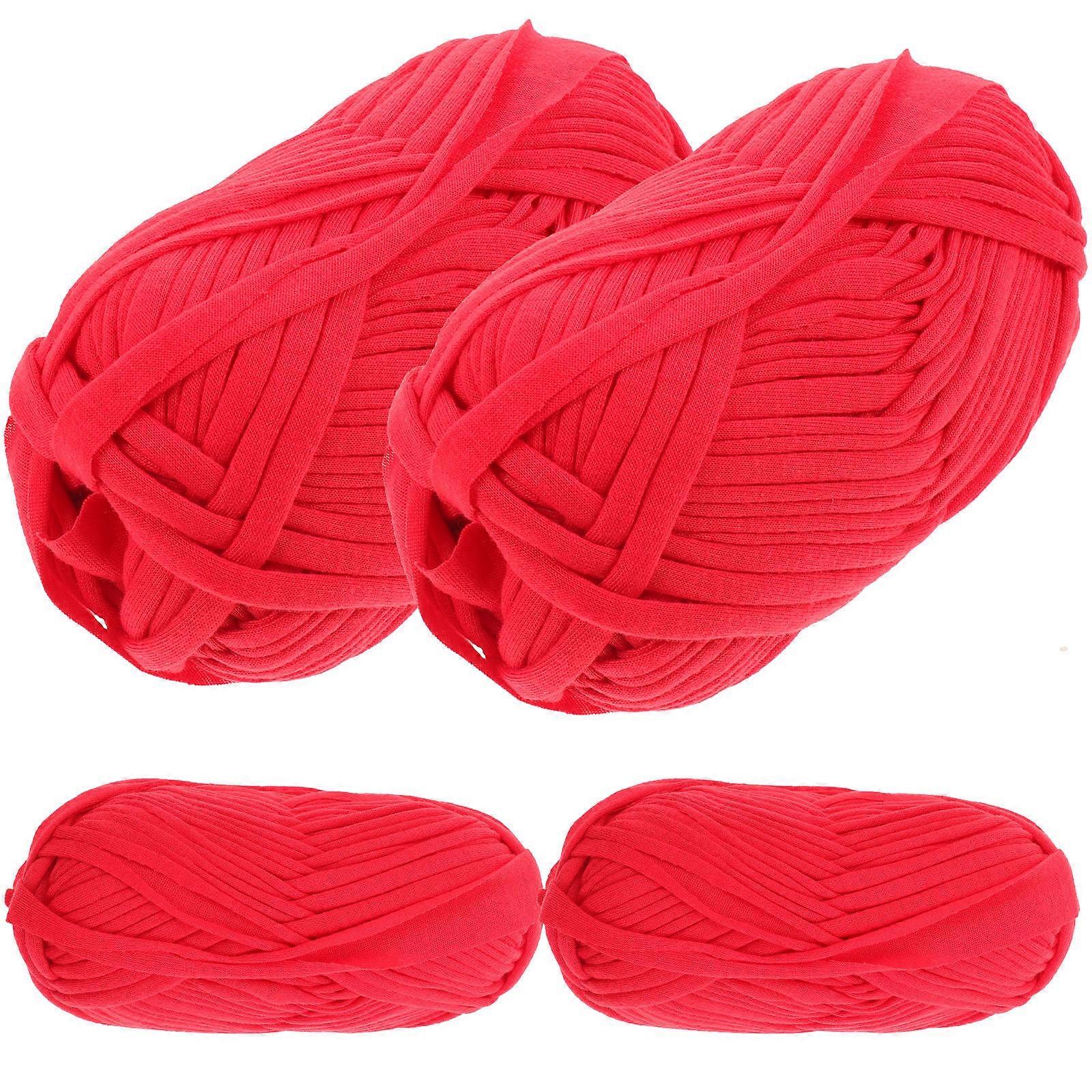 Knitting Supply With Braided Yarns Perfect For Handicraft Enthusiasts Home Decoration Available In Red Color With Simple Design For All Crafts 4 Rolls