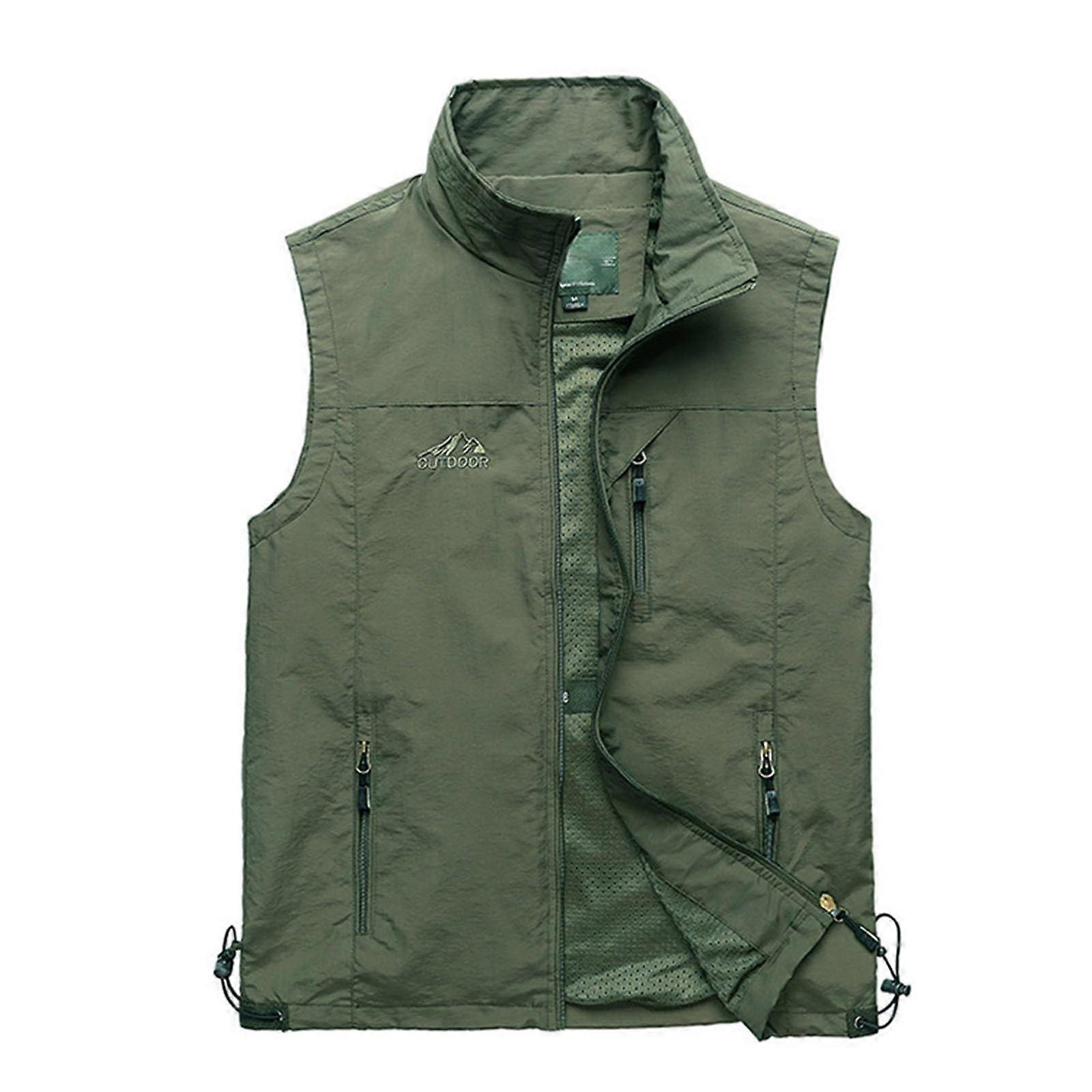 Arebeits Men's Lightweight Sleeveless Softshell Jacket, QuickDrying, Windproof Running Vest 4XL Army Green