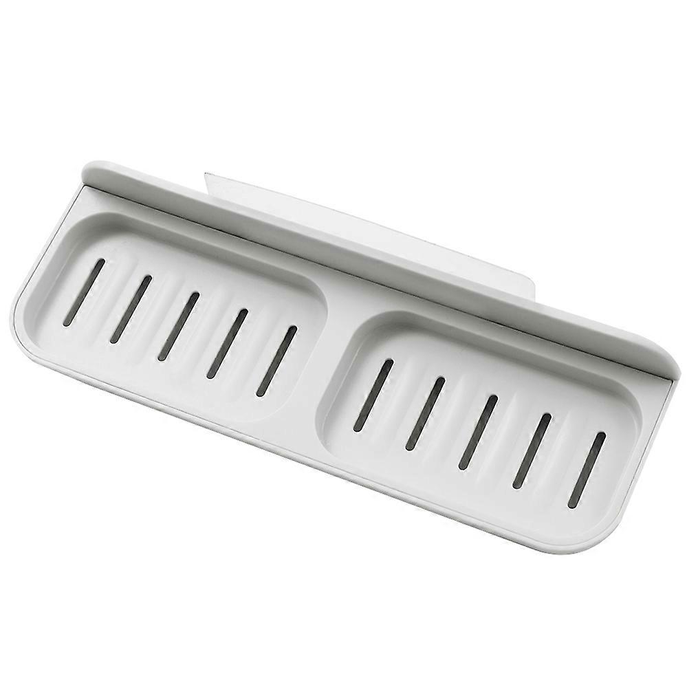Wall Mounted Soap Saver Drain Soap Rack Made of ABS White for Holding Soap in Bathroom or Kitchen 2 Compartments
