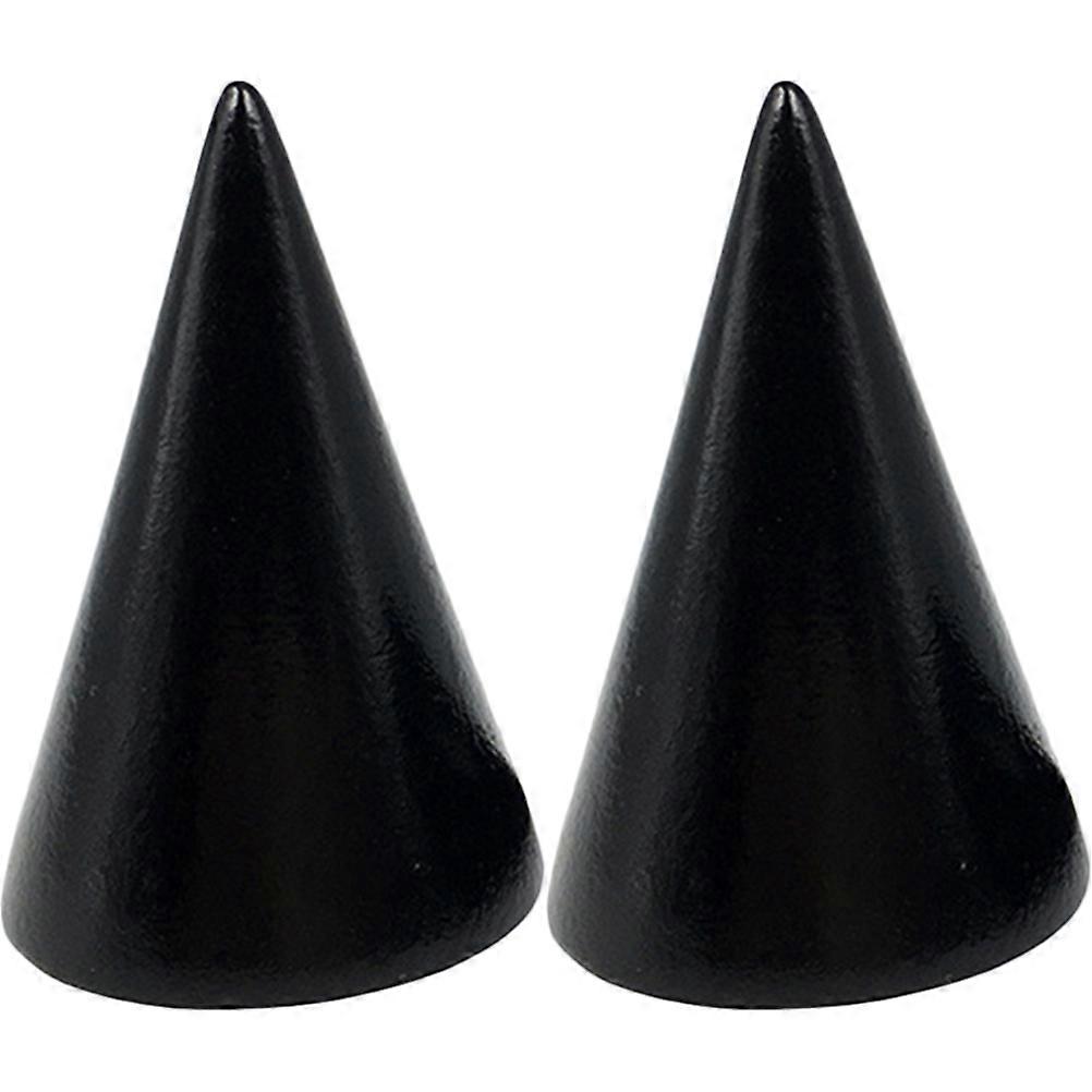 Black Plastic Ring Holder for Display Use Simple Design Perfect for Home or Retail Stores 2 Pieces