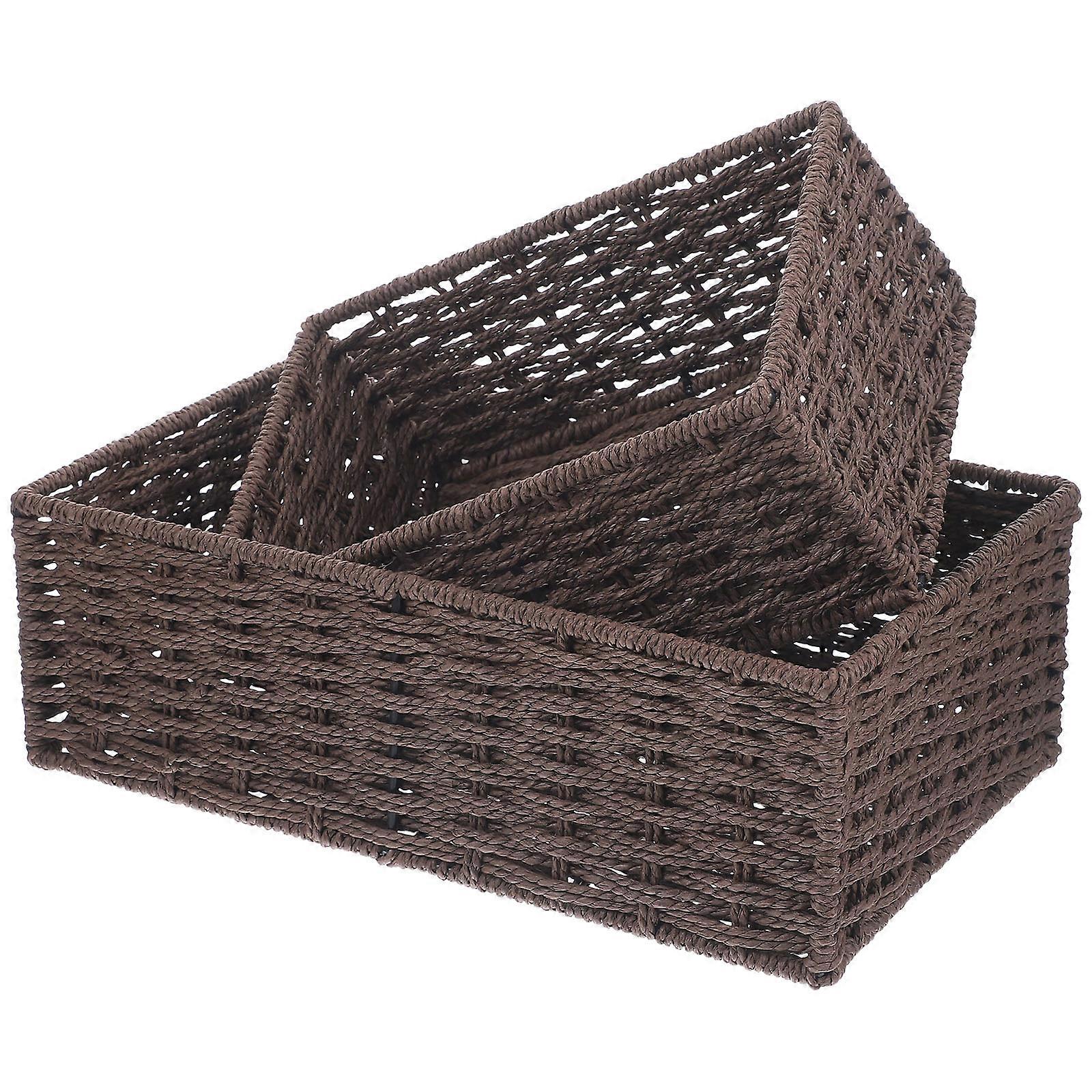 Rope Storage Baskets 2Pcs Indoor Decoration Handcrafted Woven Containers Coffee Simple And Elegant Multi-Functional