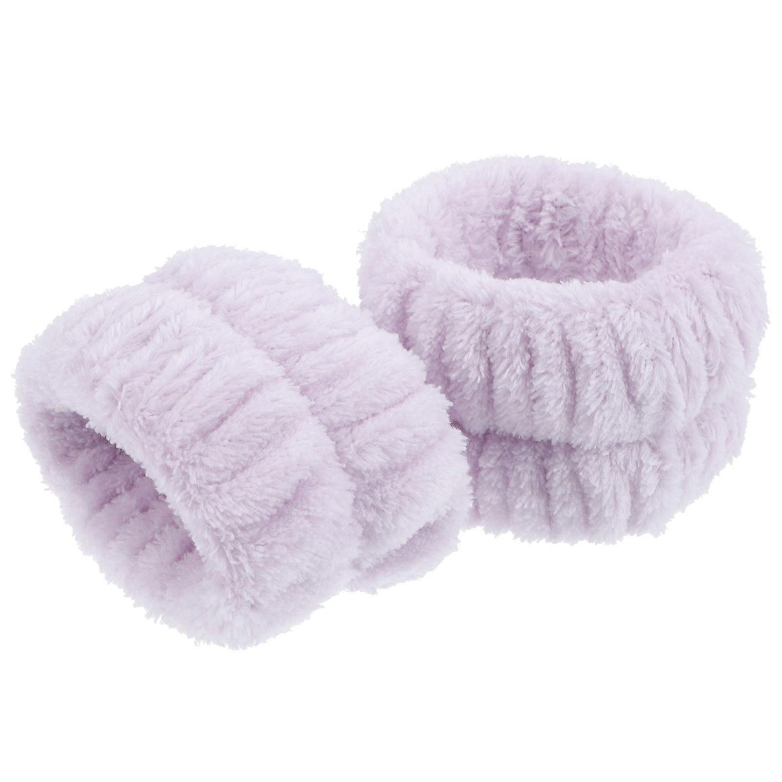 Flannel Wristbands Set For Face Washing 2Pcs Solid Color Hair Tie For Yoga Makeup And Use Functional Design