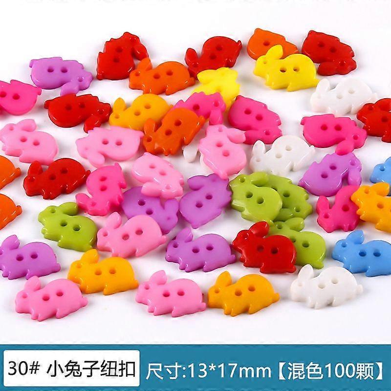 100pcs Bunny Sewing Buttons: Cartoon Rabbit Craft Buttons - Mixed Color Animal Embellishments For Diy Crafts Projects Clothes Backpacks And Garments