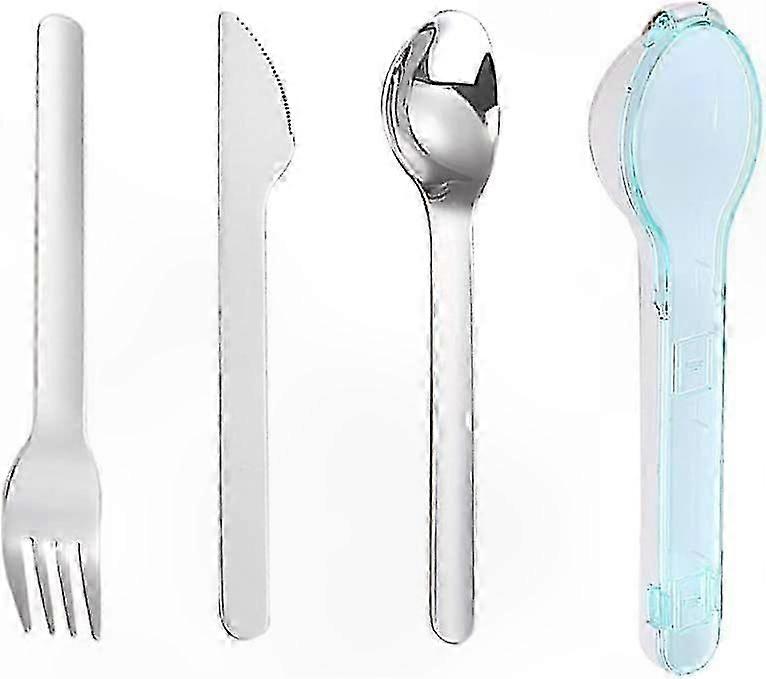 Reusable 3-Piece Cutlery Set with Knife, Fork, and Spoon in Storage Case for On-the-Go Use