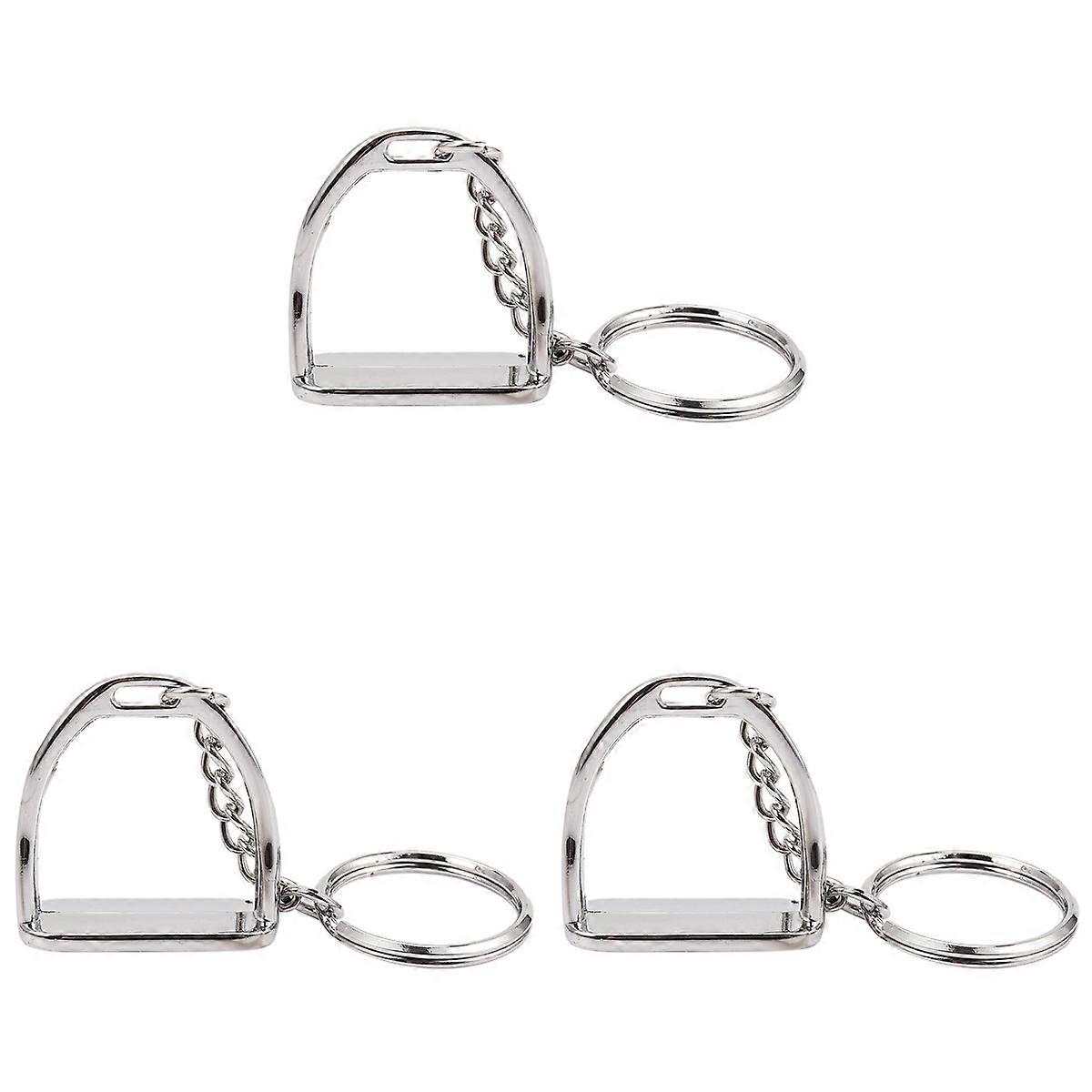 3Pcs Simple Elegant Design Western Stirrup Keychain Key Ring Hanger Tool for Men Women Bag Decoratio