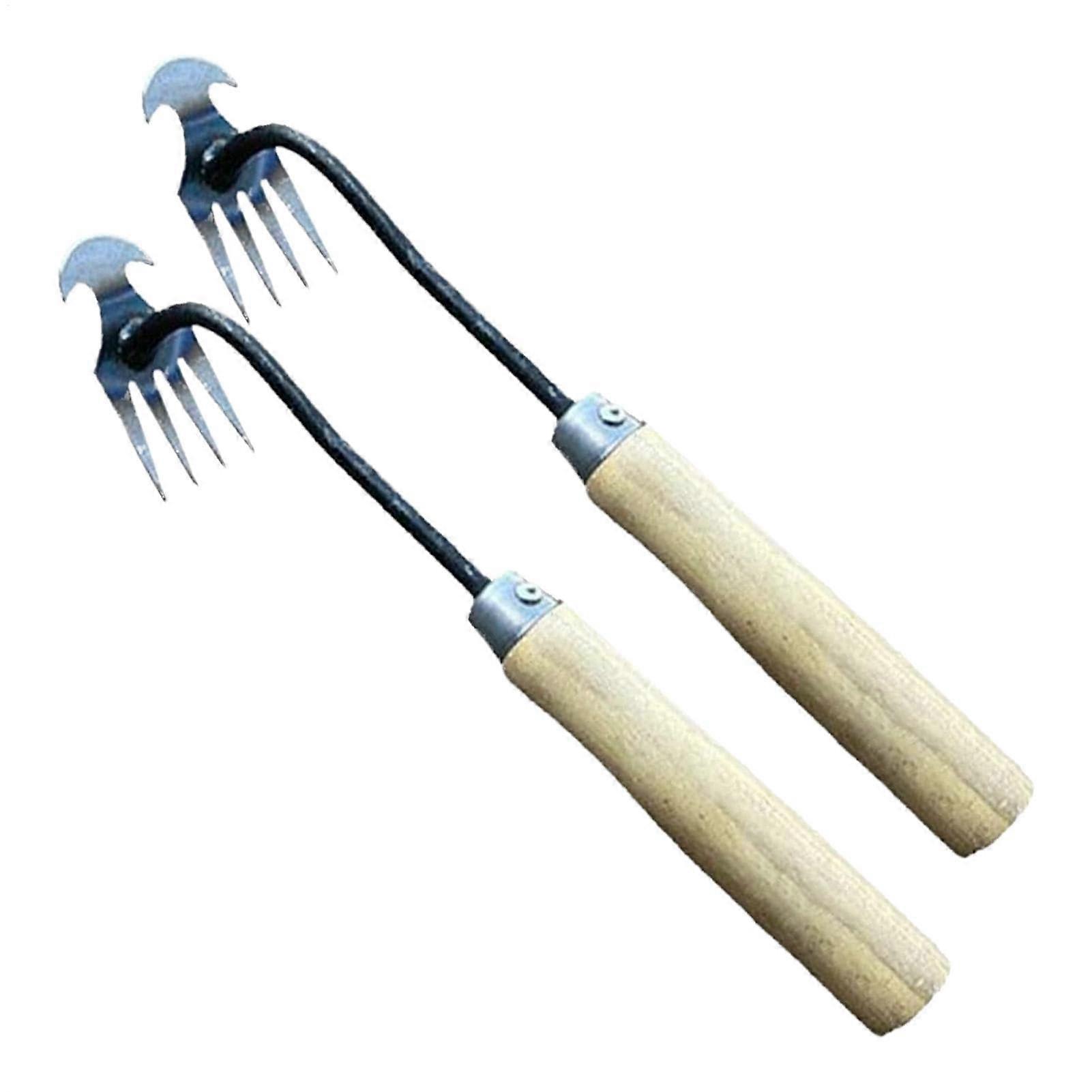 Weed Remover Device - 4 Teeth Stainless Steel Hand Weed Cutter with Ergonomic Handle for Gardening, Digging, and Planting