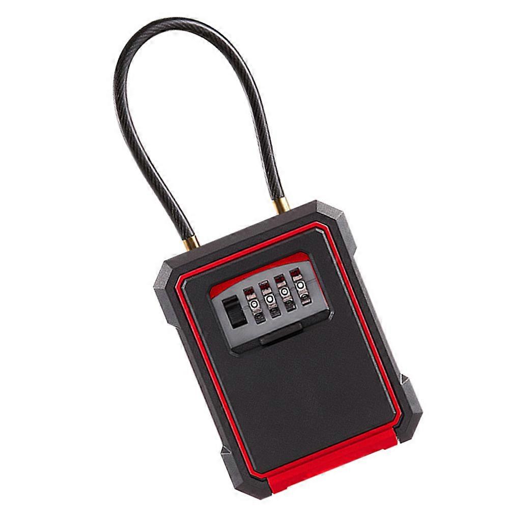 Wall Mount Key Lock Box with 4- Combination Lock for Secure Key Storage and Valuables Red