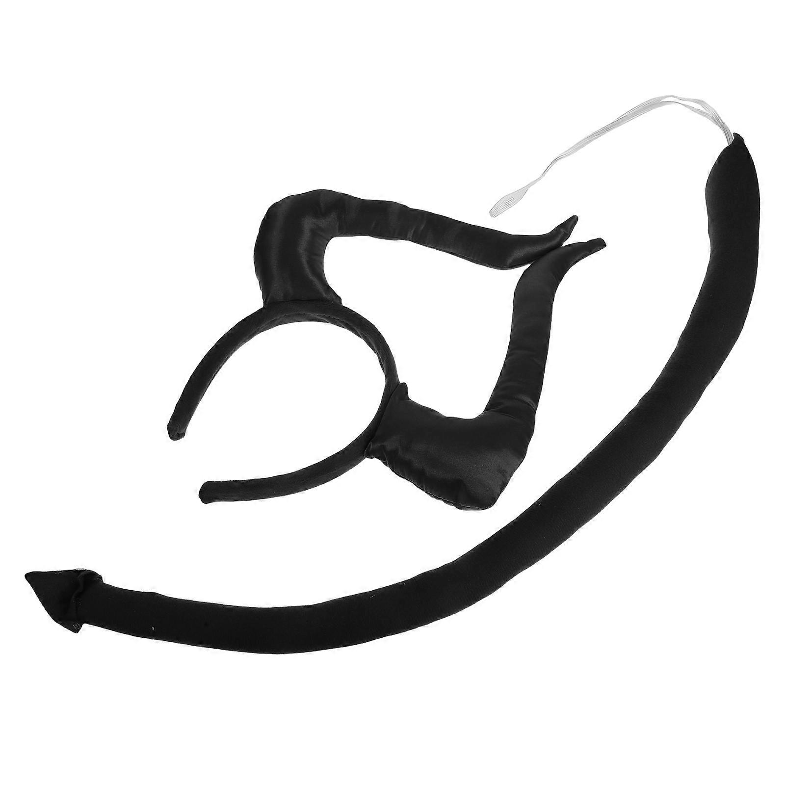 Fun Beast Horn Headband and Tail for Gatherings, Attractive Design, Universal Fit