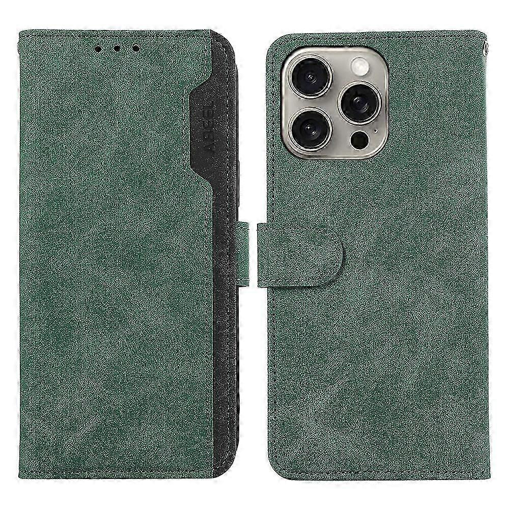 For iPhone 13 Pro Max ABEEL Color Block Magnetic RFID Leather Phone Case