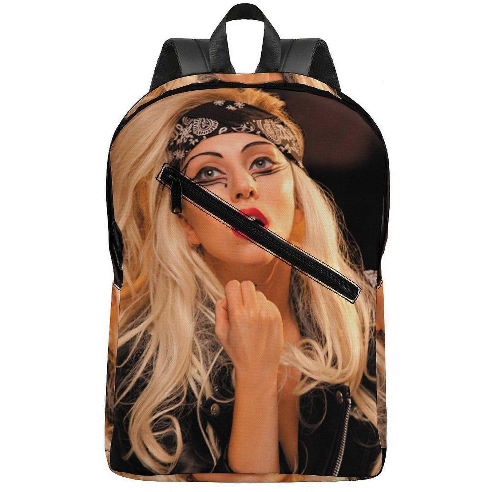 w1198 lady gaga Comfortable Semi-Full Print Backpack with Breathable Padding and Cushioned Back Support u1198